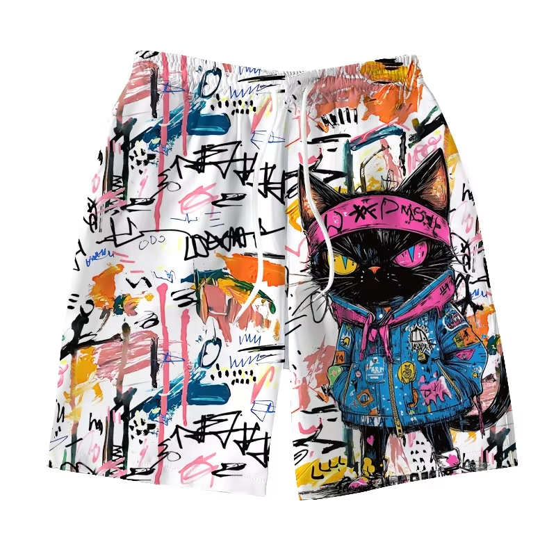 3D Print Colorful Graffiti Cat - Trunk Breathable Men 评论和价格